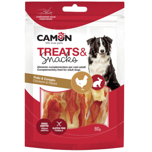 Recompensa pentru caini Camon CAM-AE601 Urechi de iepure si carne de pui 80g